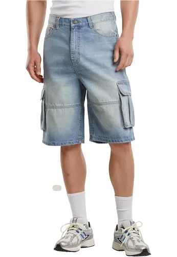 Urban Classics Herren Relaxed Denim Cargo Shorts - Herren-Shorts mit Loose Fit für maximalen Tragekomfort, große Cargo-Taschen für Essentials und aus 100% Baumwolle – ideal für entspannte Sommertage.