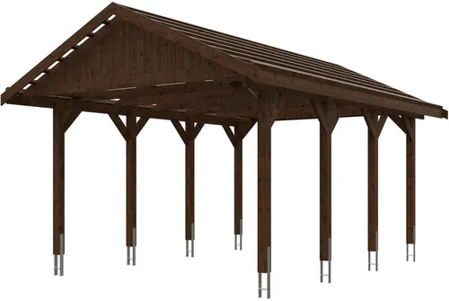 Einzelcarport SKAN HOLZ Wallgau inkl. Dachlattung - Carport mit Satteldach, aus robustem Holz, ideal für den Schutz Ihres Fahrzeugs und langlebig im Außenbereich.