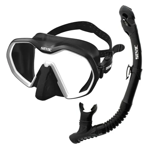 SEAC Set Bis Icona Dry, Hochwertiges rahmenloses Maske- und Schnorchelset für das Gerätetauchen