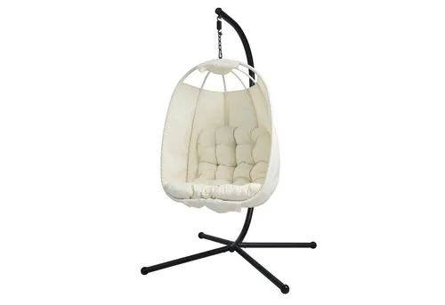 SVITA Hängesessel NELLY mit Gestell und Polstern in beige von SVITA