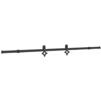 vidaXL Schiebetürbeschlag-Set 213,5 cm Stahl Schwarz - Türsicherungen für leises und müheloses Öffnen von Schiebetüren. Robuste, pulverbeschichtete Stahlkonstruktion mit max. Belastbarkeit von 100 kg und stabiler Bodenführung.