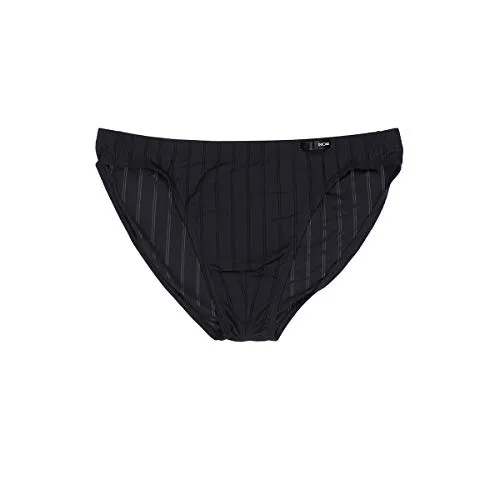 HOM Herren Micro Slip Chic Schwarz XXL - Herren-Slip aus weicher Mikrofaser mit sexy Look, halbtransparenten Streifen und ideal für stilbewusste Männer in XXL.