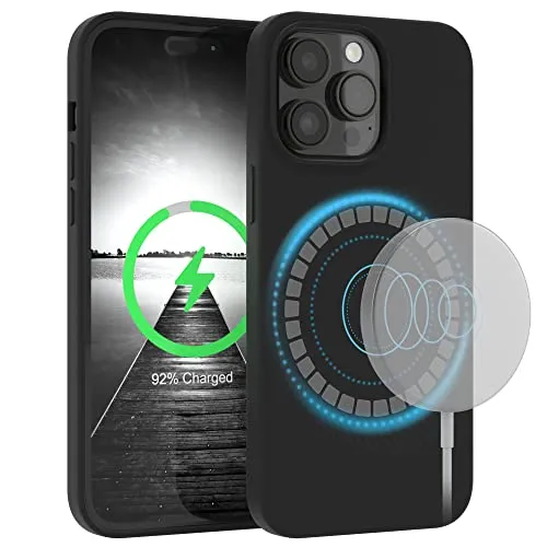 EAZY CASE - Silikonhülle kompatibel mit iPhone 14 Pro Max Hülle mit Qi Charging Silikon Case weich stoßfeste Handyhülle Schutzhülle Kameraschutz Dünn Schutz Cover TPU Bumper in Schwarz