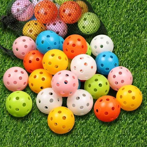 THIODOON Golf-Übungsball, Luftstrom, hohl, Übung, Golfbälle, 40 mm, Kunststoff, Golfbälle für Schaukelübungen, Fahren, Zuhause, Outdoor, Golfspiele für Erwachsene und Kinder, 24 Stück