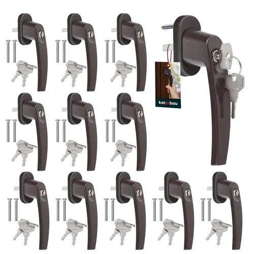 KOTARBAU® 12 Stk. abschließbare Fenstergriffe Braun aus Aluminium