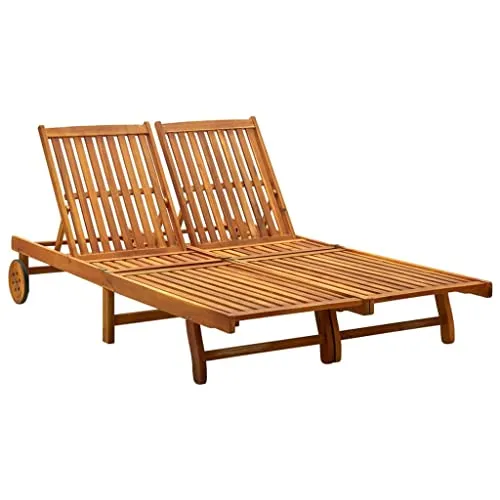 vidaXL Doppel-Sonnenliege aus Holz, Braun, 123x85x199 cm von vidaXL