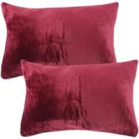 Bestlivings Kissenhülle Kuschel Kissenbezug mit Reißverschluss 40 x 60 cm Aubergine 2er Pack