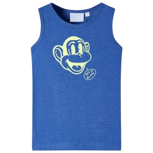 vidaXL Kinder Tank Top Jungen Knaben Unterhemd Trägershirt Ärmellos Blau Melange 92
