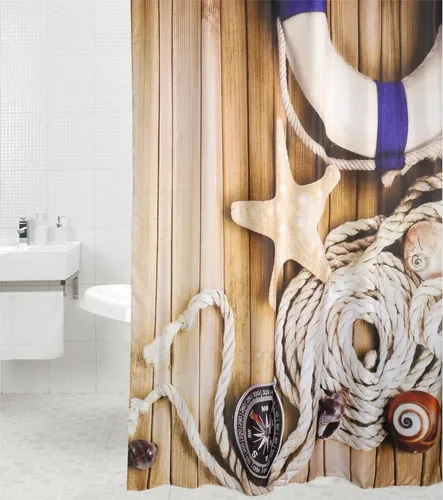Sanilo Duschvorhang Maritime - Hochwertig und wasserdicht - Duschvorhänge ✓ Aus 100% Polyester, rostfreie Ösen, inkl. 12 Ringe für einfache Montage. Hygienisch mit Anti-Schimmel-Effekt für ein sicheres Badezimmer.
