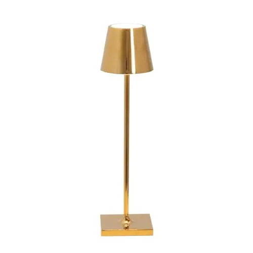 Zafferano Poldina Micro Tischlampe - Kabellose Eleganz in Gold - Moderne Tischlampe mit Touch Control, dimmbar und wiederaufladbar. Ideal für stilvolle Innenräume, sorgt für ein warmes Licht und ist ein echter Hingucker.