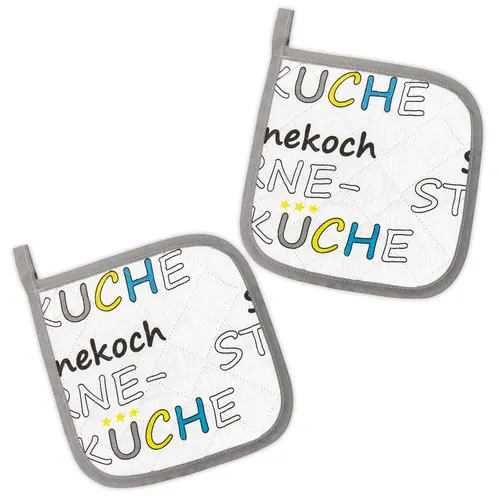 KRACHT 2er Set Topflappen wattiert Serie Sternekoch ca. 22x22 cm Baumwolle NEU