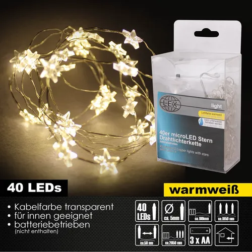 40er Micro LED Stern Drahtlichterkette