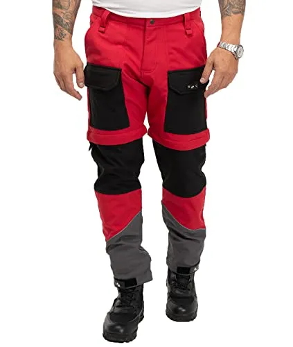 Rock Creek Herren Softshell Hose Cargohose Outdoorhose Wanderhose Herrenhose Wasserdicht Zip-Off Shorts Winterhose Trekkinghose H-309 Rot XL