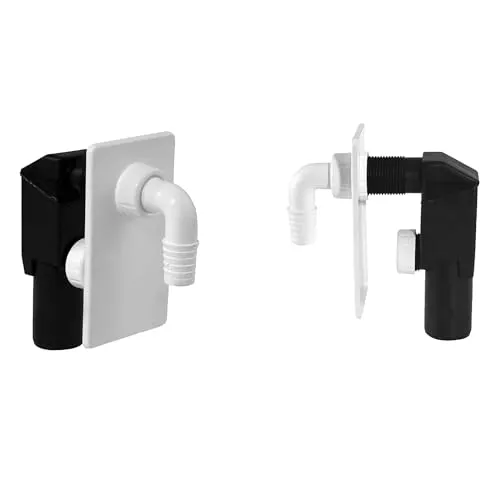 tecuro UP-Siphon Geruchsverschluss für Geräte, mit Abdeckplatte KS-weiß & Schlauchtülle - 58761-W