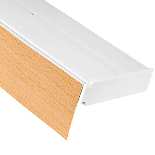 Bestlivings 1-Läufige Vorhangschiene mit Innenlauf aus Kunststoff in 90cm, Kunststoff Blende BUCHE Optik, Gardinenschiene