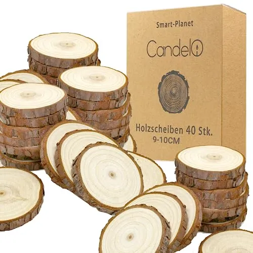 Candelo Kantholz 40 Holzscheiben von Smart-Planet