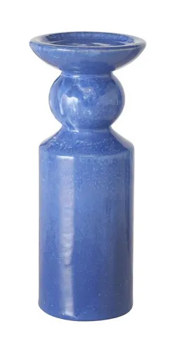 BOLTZE GRUPPE GmbH Kerzenleuchter PERUYA, H 23 cm, Blau, Steingut, für Stabkerzen, (1 St), mit Reaktivglasur