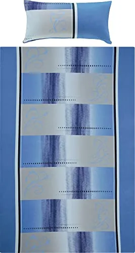 Erwin Müller Bettwäsche, Bettgarnitur Single-Jersey blau Größe 40x80 cm / 155x220 cm - anschmiegsame Qualität, bügelfrei, pflegeleicht, mit praktischem Reißverschluss (weitere Größen)
