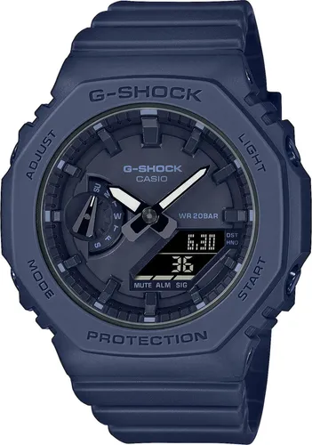 Casio G-Shock GMA-S2100BA-2A1ER Damenuhr - Blau/Blau - Chronograph mit analog-digitaler Anzeige, 20 Bar wasserdicht und ideal für Sportler. Weltzeitfunktion und 5 Tagesalarme sorgen für maximale Funktionalität.