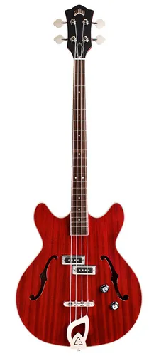 Guild Starfire I Bass Cherry B-Stock - B-Stock E-Bass Thinline Semi-Hollow in Cherry Red, ideal für kreative Musiker; bietet warmen Klang und einzigartiges Design mit Mahagoni-Korpus und Push/Pull Vintage Switch.