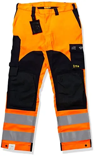 Multinorm Arbeitshose Inhärent 1588 - Blakläder High Vis Orange/Marineblau C58 - Arbeits- & Schutzkleidung mit inhärent flammhemmendem Gewebe und CORDURA® verstärkten Knien. Hohe Sicherheit und Komfort für Profis in gefährlichen Arbeitsumgebungen.