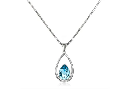 Schöner-SD Kette mit Anhänger Damen Halskette 925 Silber Tropfenanhänger mit Tropfen Kristall, mit Markenkristall