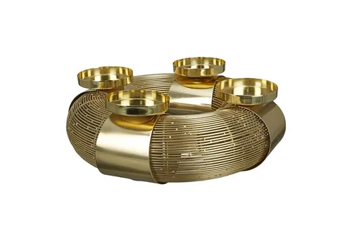 GILDE Adventskranz - 4-flammiger Kerzenleuchter aus Edelstahl - Nussknacker - Zeitloser Adventsleuchter in Gold mit Ø 37 cm, ideal für individuelle Dekoration das ganze Jahr über.