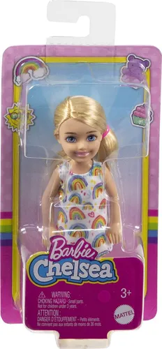 Mattel Chelsea-Puppe (blond) in Regenbogenkleid, Spielzeug für Kinder ab 3 Jahren (HGT02)