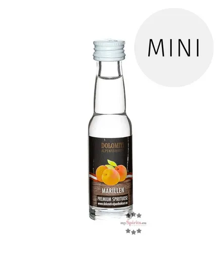 Dolomiti Marillen-Schnaps Miniatur / 35 % Vol. / 0,02 Liter-Flasche