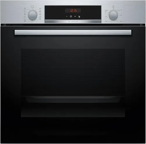 Bosch HBA574BS3 Serie 4, Einbauofen, Pyrolyse: mühelose Reinigung des Ofens, rotes LED-Display, 10 automatische Programme, Stahl, 60 x 60 cm