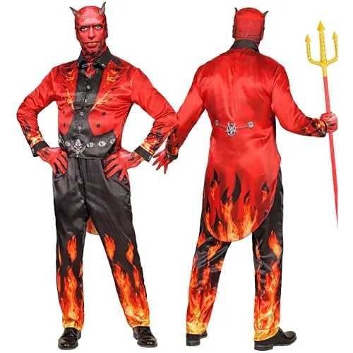 W WIDMANN MILANO Party Fashion - Teufel Kostüm Set mit Maske, Herren, komplettes Outfit für Halloween und Karneval