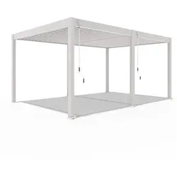 Weide Deluxe Pergola | Freistehend aus Aluminium | 3,6 x 5,3 M mit Lamellendach - Pavillon in Ivory Sand mit verstellbaren Lamellen für individuelle Lichtregulierung. Robuste Aluminiumkonstruktion bietet Stabilität und Langlebigkeit, ideal für jeden Outdoor-Bereich.