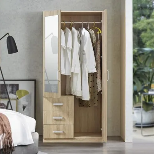 en.casa Kleiderschrank »Bodolz« mit Spiegel und Schubladen