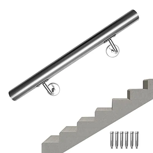 Lospitch Treppengeländer Edelstahl Handlauf Geländer Wandhandlauf Wand Treppe für Innen & Außen inkl. Wandhalterung und Endkappen - 80cm