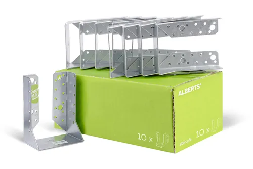 Alberts 10x Balkenschuh Pfostenträger 100 x 140 mm - Winkel & Holzverbinder, robuster Stahl, ideal für stabile Holzverbindungen, verzinkte Oberfläche für Korrosionsschutz.