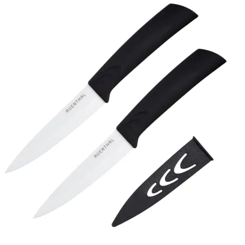 Amefa AUENTHAL Keramikmesser 10 cm – Extrem scharf mit ergonomischem Griff - Hochfester Klingen aus weißer Keramik für präzise Schnitte. Der ergonomische Softouch-Griff sorgt für komfortable Handhabung. Inklusive Klingenschutz und Geschenk-Karton.