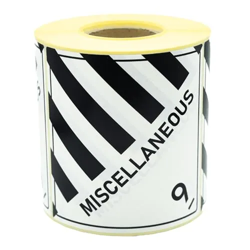 MD Labels 500 Gefahrgutetiketten Klasse 9 - Miscellaneous Verschiedene gefährliche Stoffe und Gegenstände- 100 x 100 mm Papier weiß/schwarz selbstklebend