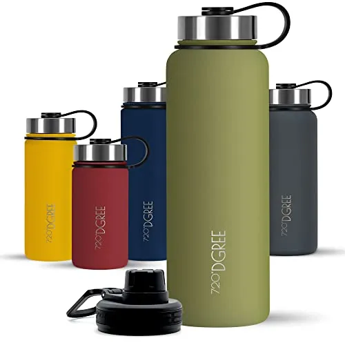 720°DGREE Edelstahl Trinkflasche Kinder 530ml “noLimit” - Auslaufsicher, für Kohlensäure, BPA-Frei - Thermosflasche, Isolierflasche mit Schraubverschluss für Schule, Sport, Fahrrad +Gratis Sportdeckel