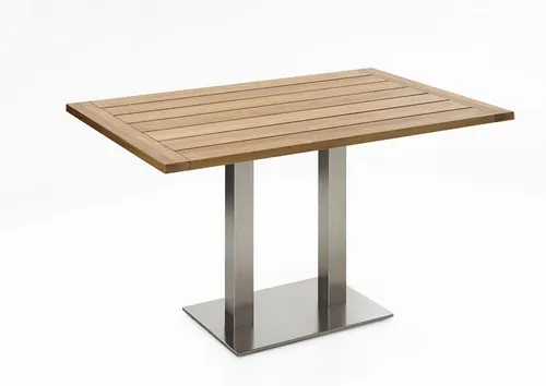 Gartentisch Bistrox 120x81 Tischplatte Teak Recycelt Gestell Edelstahl Gebürstet