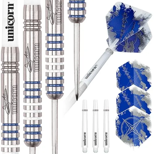 Unicorn Silver Star Gary Anderson Steel Darts 23g - Hochwertige Steel Darts für präzise Würfe, ideal für Turnierspieler und Hobby-Dartspieler.