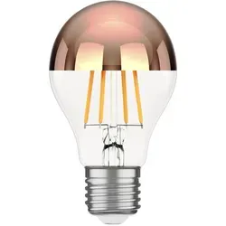 ledscom.de E27 LED Leuchtmittel, A60, warmweiß (2600 K), 7,5 W, 839lm, Kopfspiegel (roségold)