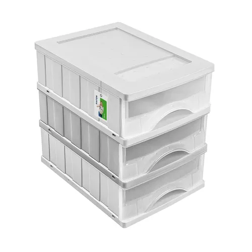 Organizer A5 mit 3 transparenten Schubladen Schubladenbox aus Kunststoff