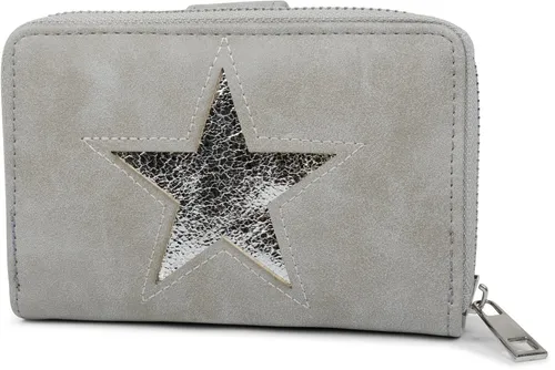 styleBREAKER Geldbörse mit Stern Cutout in Metallic oder Pailletten Optik, Reißverschluss, Portemonnaie, Damen 02040076