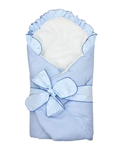 TupTam Einschlagdecke Unisex Baby Einschlagdecke mit Schleife, Blau - Einschlagdecke aus 100% Baumwolle, weich und atmungsaktiv, ideal für gemütliche Spaziergänge mit Ihrem Baby.