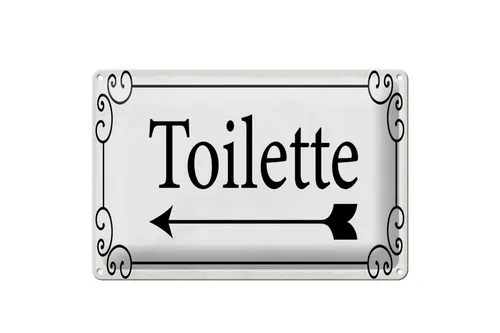 Blechschild Hinweis 20x30 cm Toilette Pfeil links Deko Schild