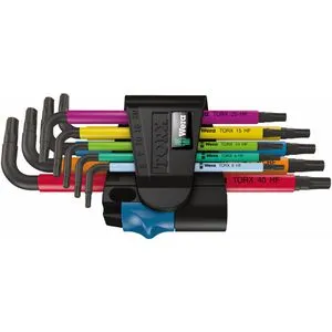 Wera Torx-Winkelschlüssel 967 9 TX Multicolour HF1 - 9-teilig mit Haltefunktion, langlebig und farblich gekennzeichnet für einfache Anwendung
