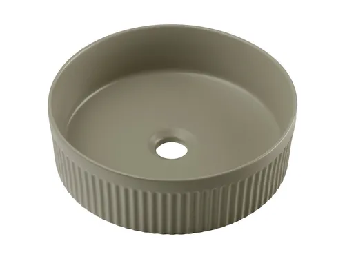 einfachgutemoebel Waschtisch-Set Aufsatz-Waschbecken RIFF 36cm rund, Keramik geriffelt, grün, (Waschbecken, 1-St., Waschbecken)