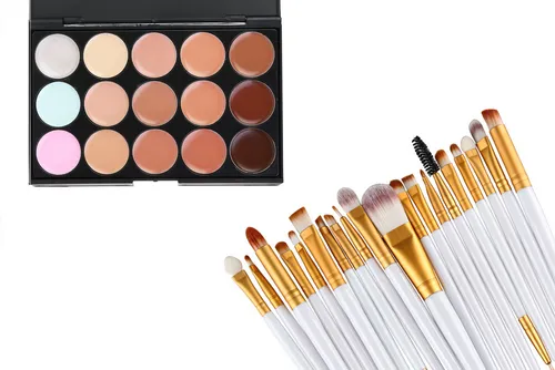Glamza 20pc Weiß Augen Und 15pc Contour Palette Gesicht Makeup Pinsel Set Kit