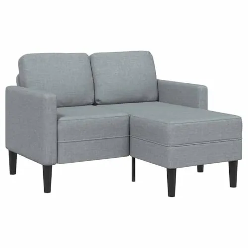 vidaXL 2-Sitzer-Sofa mit Chaiselongue L-Form Hellgrau - Gartenmöbel: Stilvolles und komfortables L-förmiges Sofa mit Chaiselongue, ideal zum Entspannen dank dick gepolsterter Sitze und strapazierfähigem Material.
