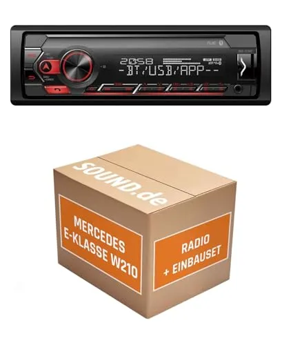 Autoradio Einbaupaket für Pioneer MVH-S320BT kompatibel mit Mercedes E-Klasse W210 | Bluetooth USB